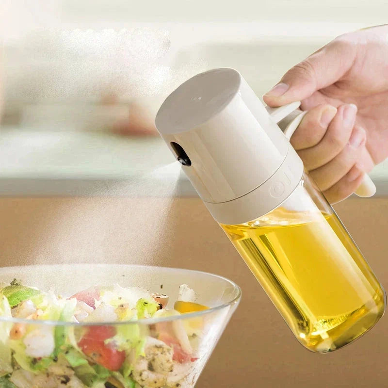 250ml high borosilicate glass oil spray bottle with ergonomic handle and misting nozzle for precise oil application in cooking