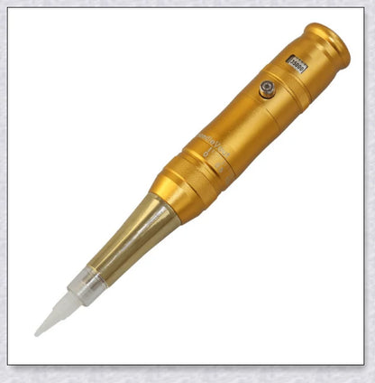 Professional wireless permanent makeup machine pen in various colors, including rose gold, black, blue, yellow, red, silver, and brown