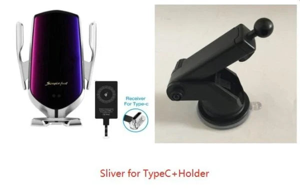 Car Wireless Charger Phone Holder with adjustable mount and 10W wireless charging capabilities