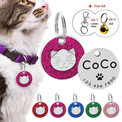 Personalized Glitter ID Tag for Texting - Customizable stainless steel accessory with engraved text and glittering finish