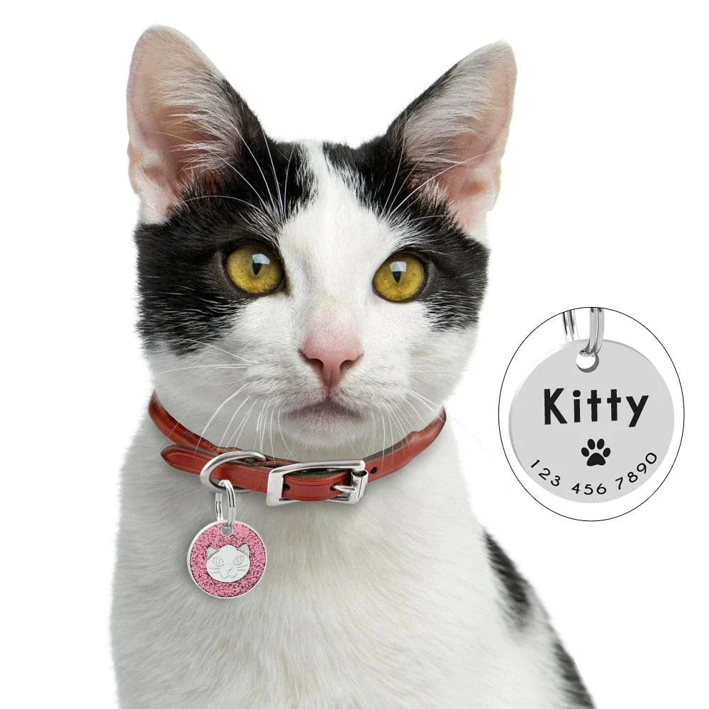 Personalized Glitter ID Tag for Texting - Customizable stainless steel accessory with engraved text and glittering finish
