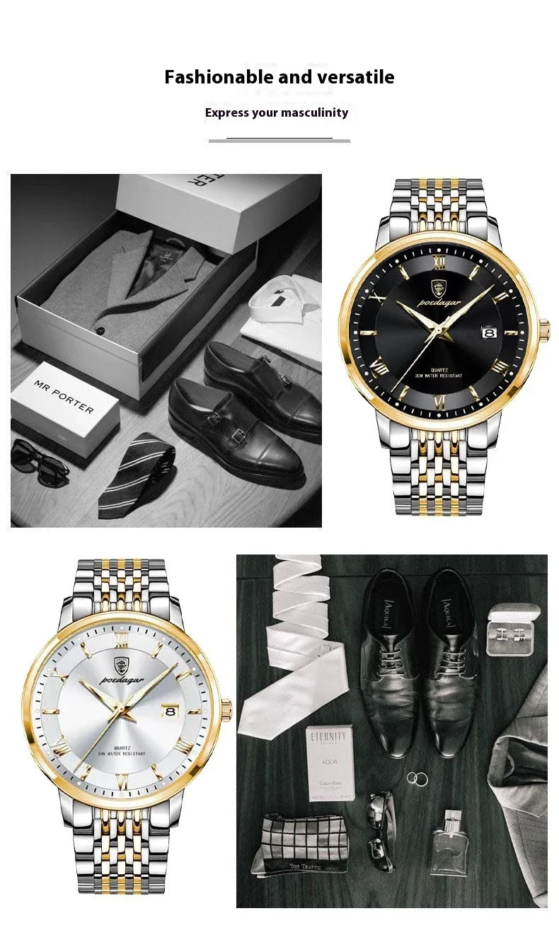 Hhomeenjoy Men's Waterproof Luminous Calendar Quartz Watch