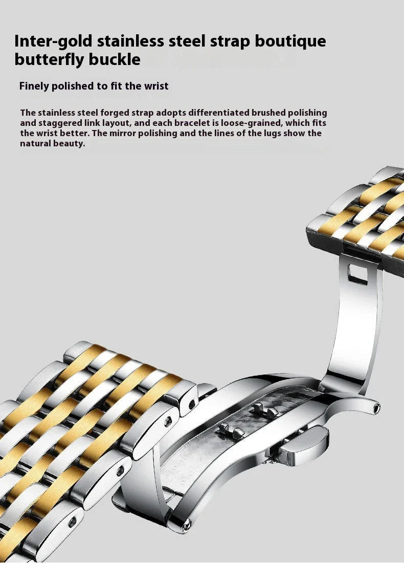 Trendha Men's Waterproof Luminous Calendar Quartz Watch with stainless steel case and scratch-resistant mineral crystal face