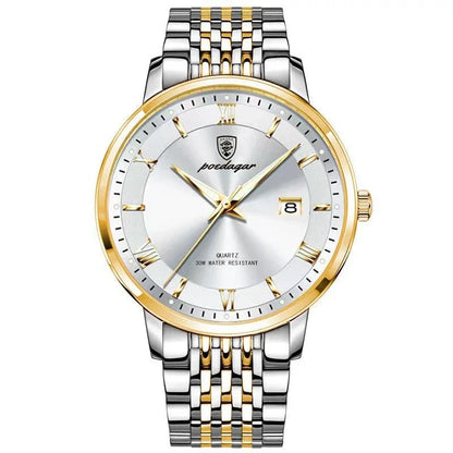 Trendha Men's Waterproof Luminous Calendar Quartz Watch with stainless steel case and scratch-resistant mineral crystal face