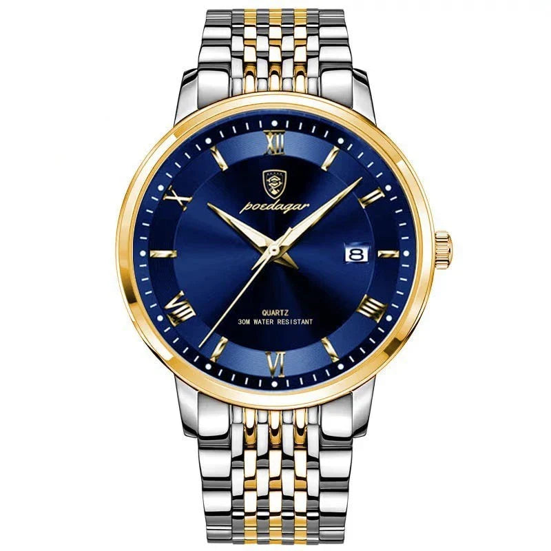Trendha Men's Waterproof Luminous Calendar Quartz Watch with stainless steel case and scratch-resistant mineral crystal face