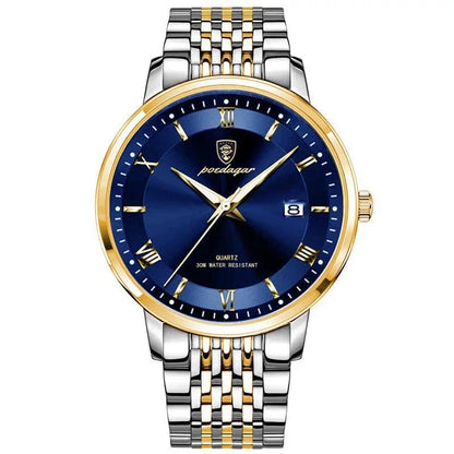 Trendha Men's Waterproof Luminous Calendar Quartz Watch with stainless steel case and scratch-resistant mineral crystal face