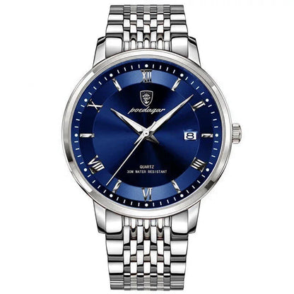 Trendha Men's Waterproof Luminous Calendar Quartz Watch with stainless steel case and scratch-resistant mineral crystal face