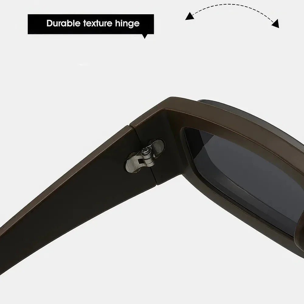 Small rectangle punk sunglasses for men with orange gradient lenses and a lightweight plastic frame