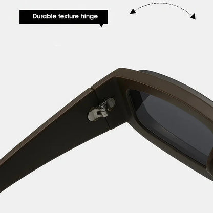 Small rectangle punk sunglasses for men with orange gradient lenses and a lightweight plastic frame