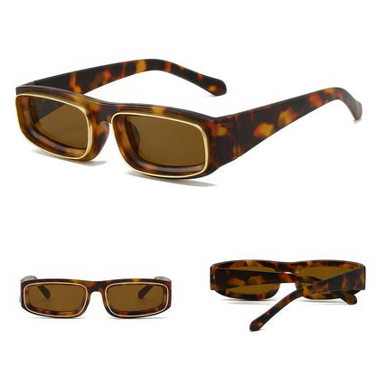 Small rectangle punk sunglasses for men with orange gradient lenses and a lightweight plastic frame