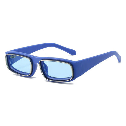 Small rectangle punk sunglasses for men with orange gradient lenses and a lightweight plastic frame