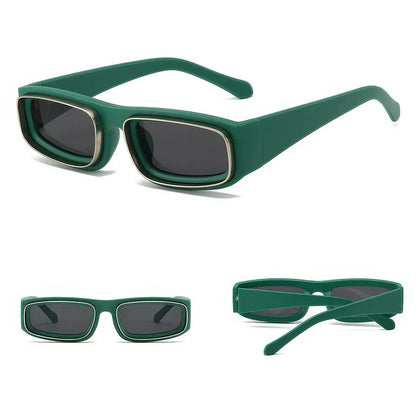 Small rectangle punk sunglasses for men with orange gradient lenses and a lightweight plastic frame