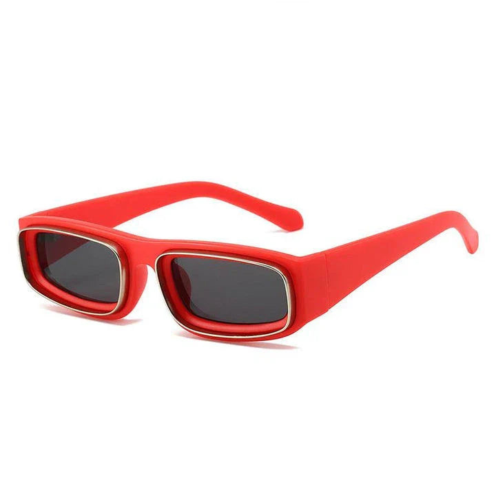 Small rectangle punk sunglasses for men with orange gradient lenses and a lightweight plastic frame