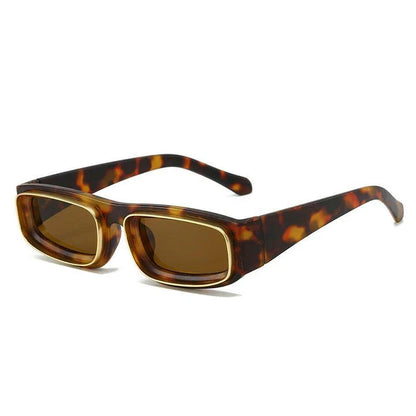 Small rectangle punk sunglasses for men with orange gradient lenses and a lightweight plastic frame