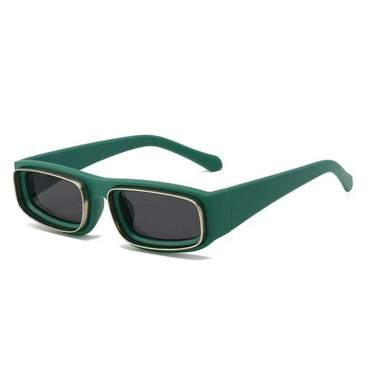 Small rectangle punk sunglasses for men with orange gradient lenses and a lightweight plastic frame