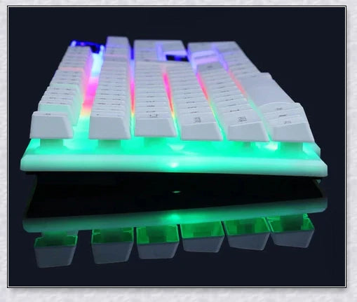 Wireless gaming keyboard and mouse set with RGB backlight and ergonomic design for PC gamers