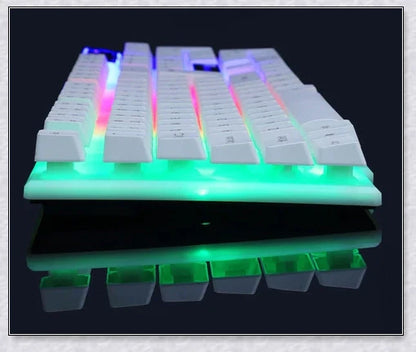Wireless gaming keyboard and mouse set with RGB backlight and ergonomic design for PC gamers