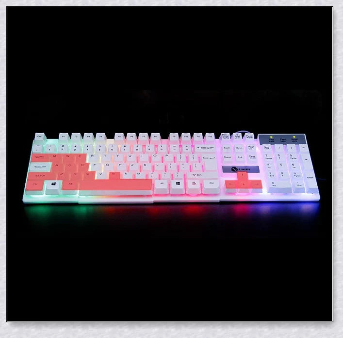 Wireless gaming keyboard and mouse set with RGB backlight and ergonomic design for PC gamers