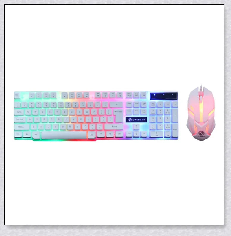 Wireless gaming keyboard and mouse set with RGB backlight and ergonomic design for PC gamers