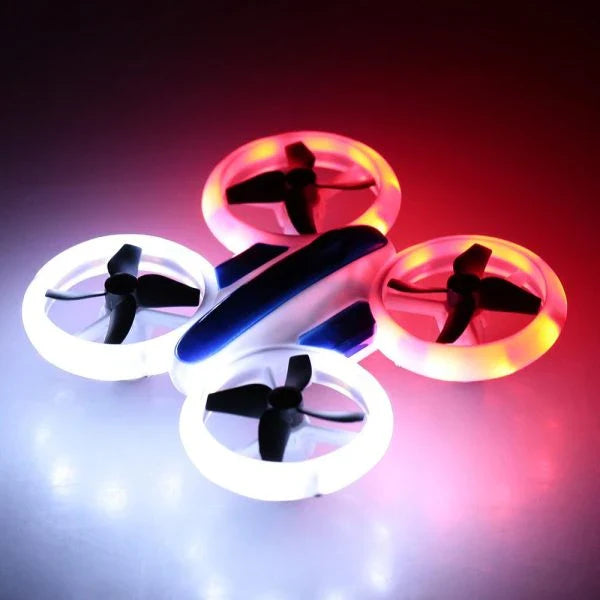 Altitude Hold RC Quadcopter Drone with altitude hold mode, 10-minute flight time, and bright LED lights for nighttime visibility