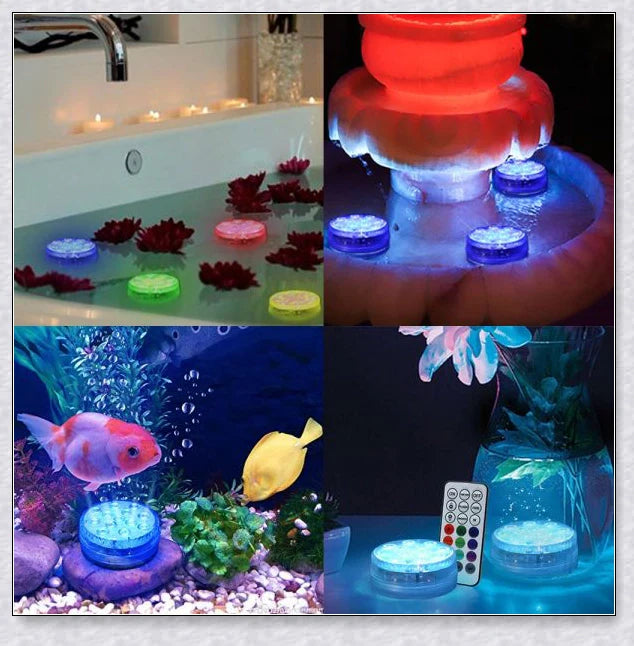Submersible pool lights with color changing magnetic LED technology for backyard pool parties and relaxation