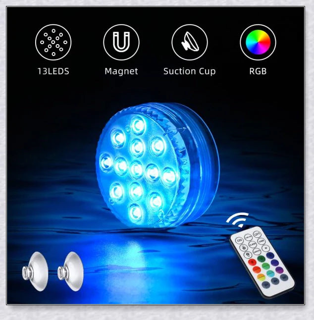 Submersible pool lights with color changing magnetic LED technology for backyard pool parties and relaxation