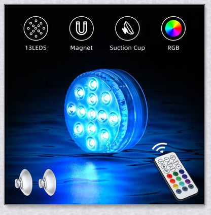 Submersible pool lights with color changing magnetic LED technology for backyard pool parties and relaxation