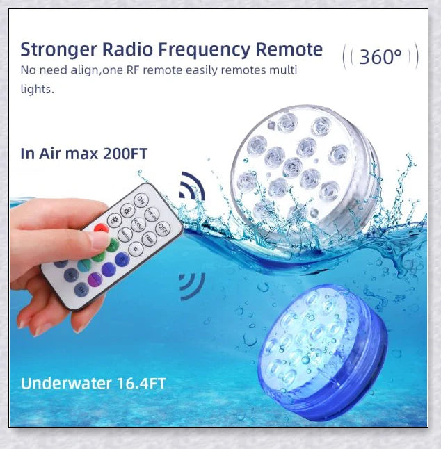 Submersible pool lights with color changing magnetic LED technology for backyard pool parties and relaxation