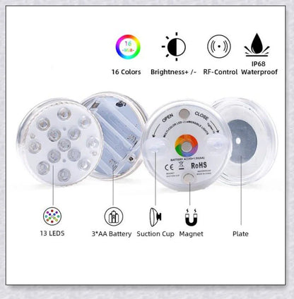 Submersible pool lights with color changing magnetic LED technology for backyard pool parties and relaxation