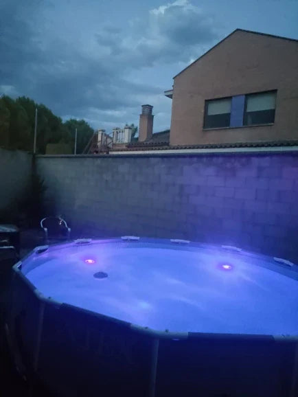 Submersible pool lights with color changing magnetic LED technology for backyard pool parties and relaxation