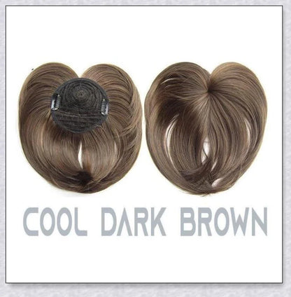 A woman with the Magic Hair Topper Clip, featuring fuller, thicker hair that blends seamlessly with her natural tresses.