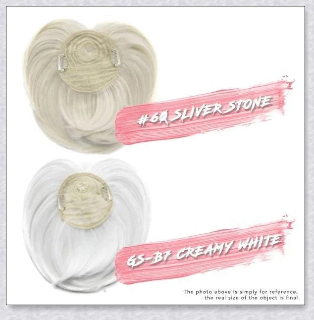 A woman with the Magic Hair Topper Clip, featuring fuller, thicker hair that blends seamlessly with her natural tresses.