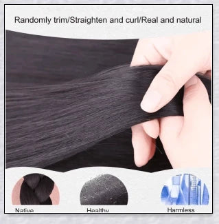 A woman with the Magic Hair Topper Clip, featuring fuller, thicker hair that blends seamlessly with her natural tresses.