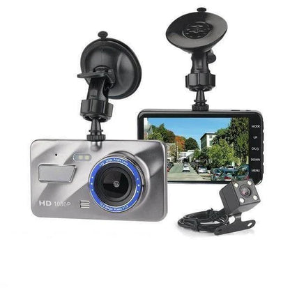Front and Rear Dual Dash Cam Surveillance with 1080P HD video, 170-degree wide-angle lens, and built-in G-sensor for advanced safety and security.