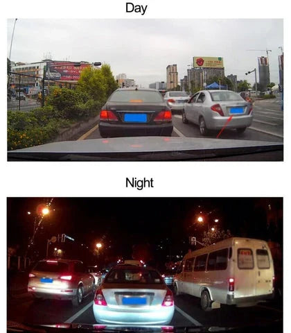 Front and Rear Dual Dash Cam Surveillance with 1080P HD video, 170-degree wide-angle lens, and built-in G-sensor for advanced safety and security.