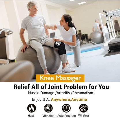Electric Heating Knee Massager with Vibration, Heat Therapy, and Magnetic Stimulation for Joint Pain Relief and Muscle Recovery