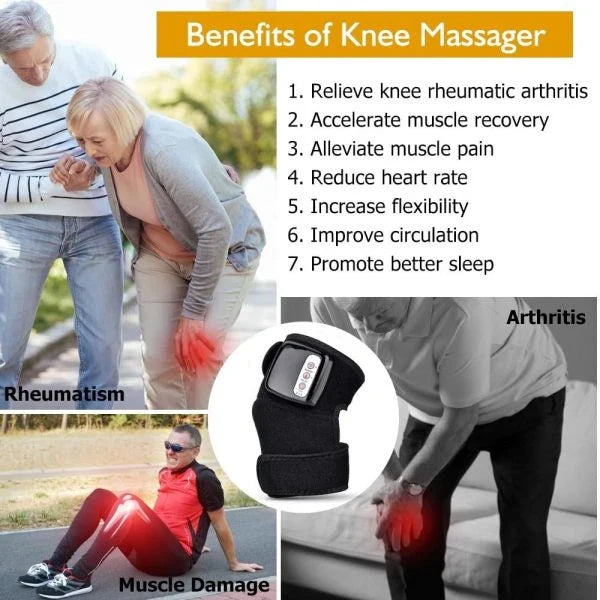 Electric Heating Knee Massager with Vibration, Heat Therapy, and Magnetic Stimulation for Joint Pain Relief and Muscle Recovery