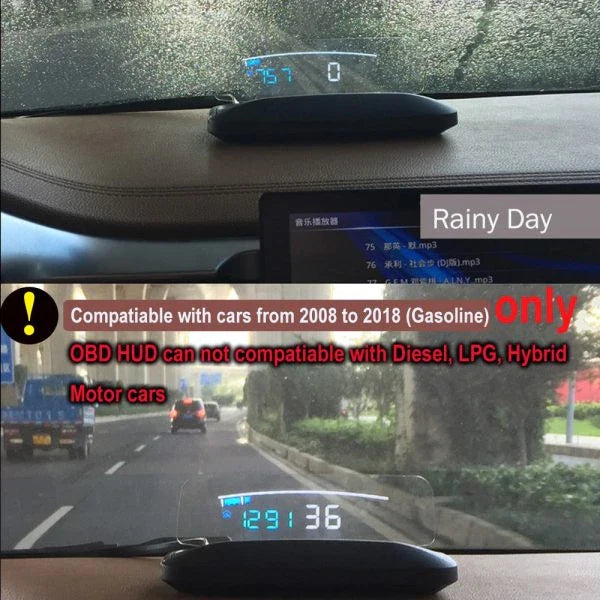 Eanop Hud Mirror 04 Car Head Up Display with OBD2 connection, windshield speed projection, and security alarms