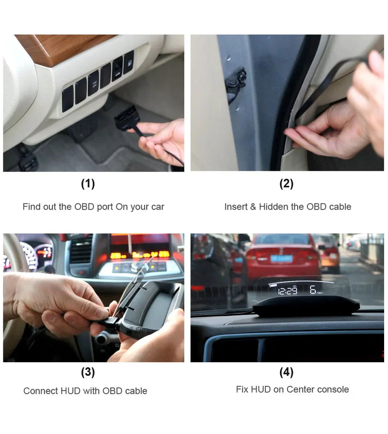 Hhomeenjoy Eanop Hud Mirror 04 Car Head Up Display Obd2 Windshield Speed Projector Security Alarm Water