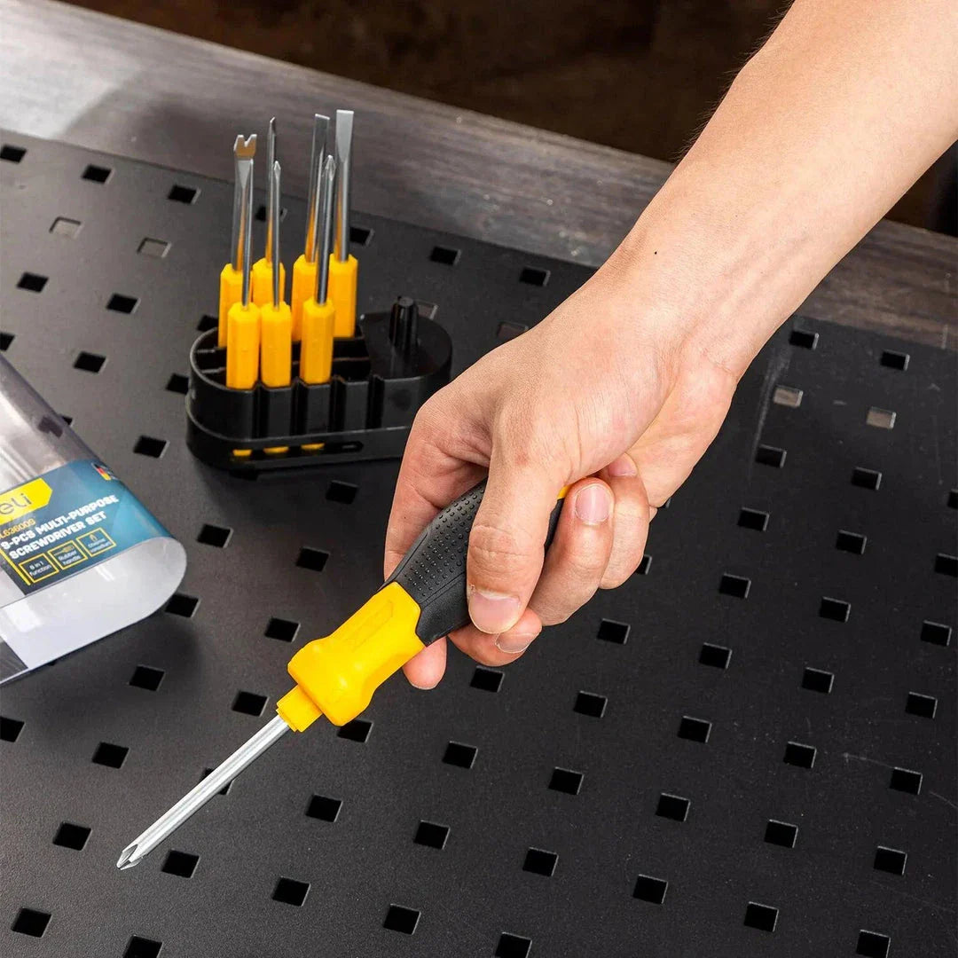 A 9-piece high-quality screwdriver set with a Y-shaped handle, perfect for household repairs and DIY projects.