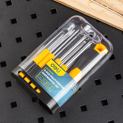 A 9-piece high-quality screwdriver set with a Y-shaped handle, perfect for household repairs and DIY projects.