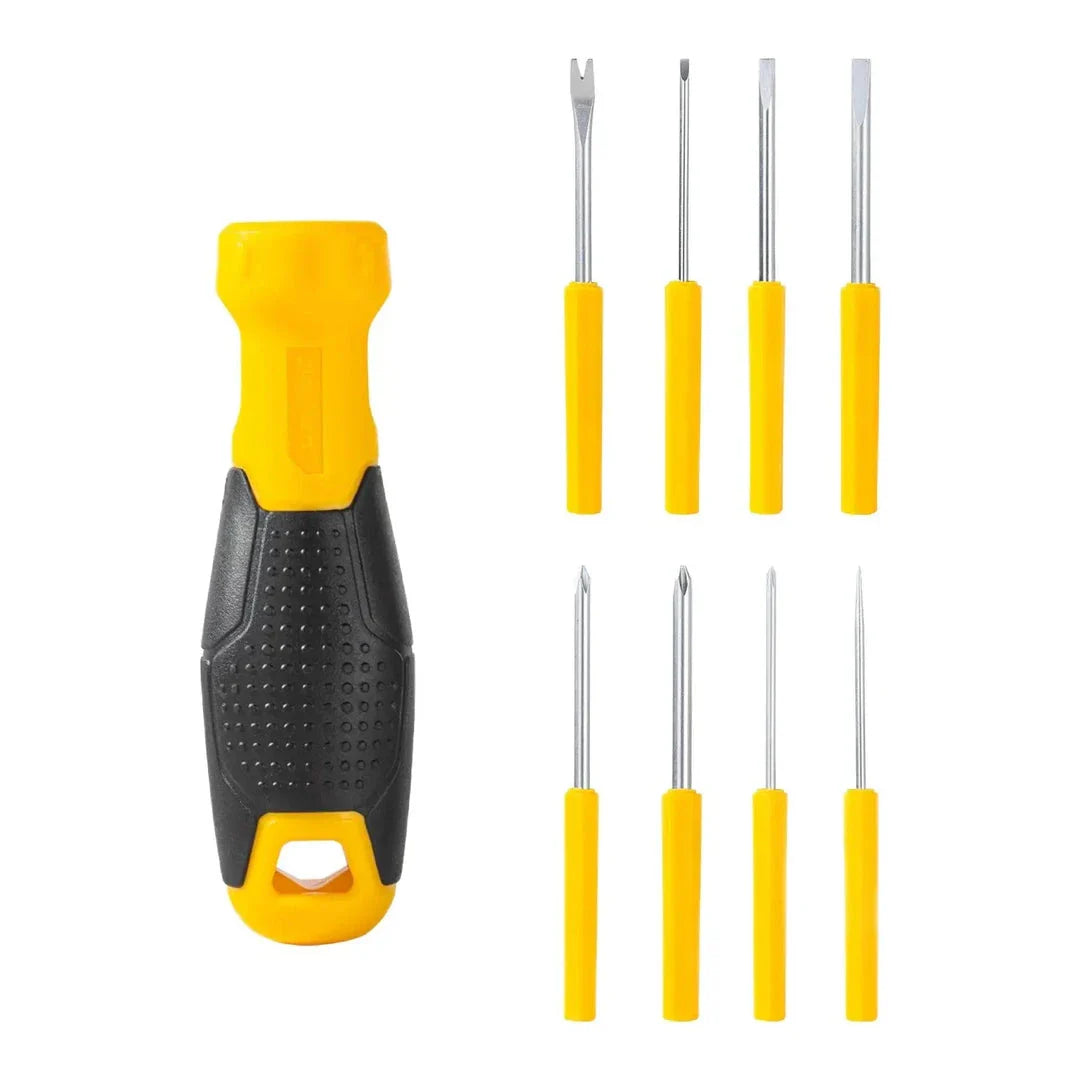 A 9-piece high-quality screwdriver set with a Y-shaped handle, perfect for household repairs and DIY projects.