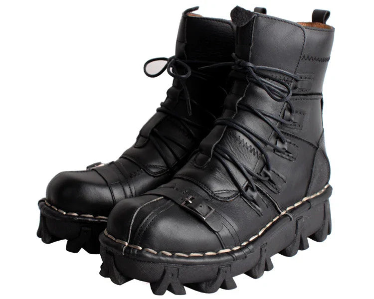Men's genuine cowhide leather work boots with double-layer polyamine lipid sole for superior traction and comfort