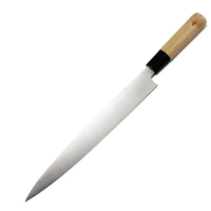 A high-quality stainless steel filleting knife with a wooden handle, perfect for versatile kitchen tasks like cutting, slicing, and filleting