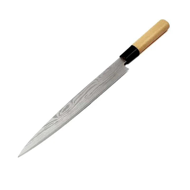 A high-quality stainless steel filleting knife with a wooden handle, perfect for versatile kitchen tasks like cutting, slicing, and filleting