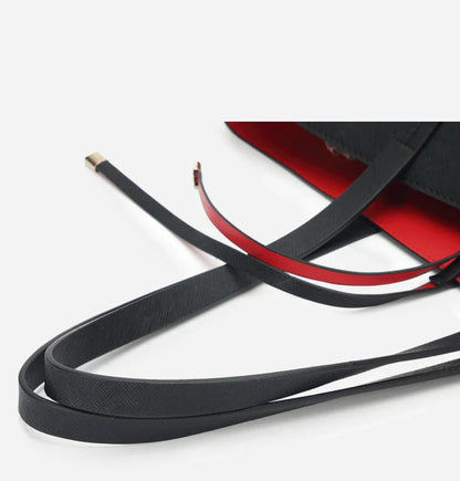 Large Capacity One-Shoulder Tote Bag in Black - Premium PU Leather Carryall with Multiple Interior Pockets