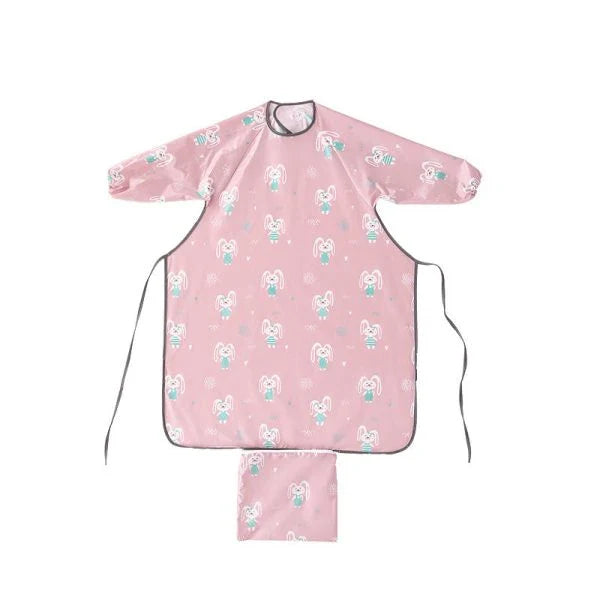 Baby Anti-Dirty Feeding Dining Chair Bib Cover in various cartoon patterns, including gray car, pink rabbit, blue lion, and yellow fox designs.