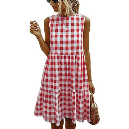 Plaid Loose Women's Dress - Soft, Comfortable, and Fashionable Hemp Blend Dress