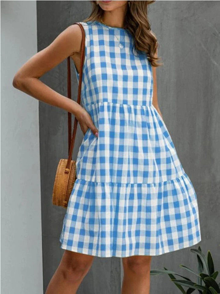 Plaid Loose Women's Dress - Soft, Comfortable, and Fashionable Hemp Blend Dress