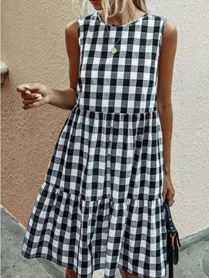 Plaid Loose Women's Dress - Soft, Comfortable, and Fashionable Hemp Blend Dress